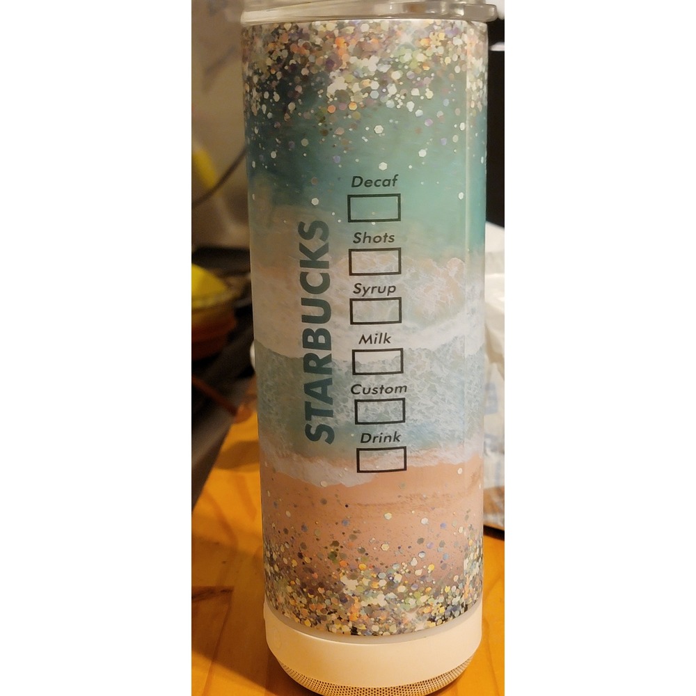 HOGG 20oz Starbucks Beach Glitter Tumbler with Built-in Bluetooth Speaker Base - Picture 2 of 13